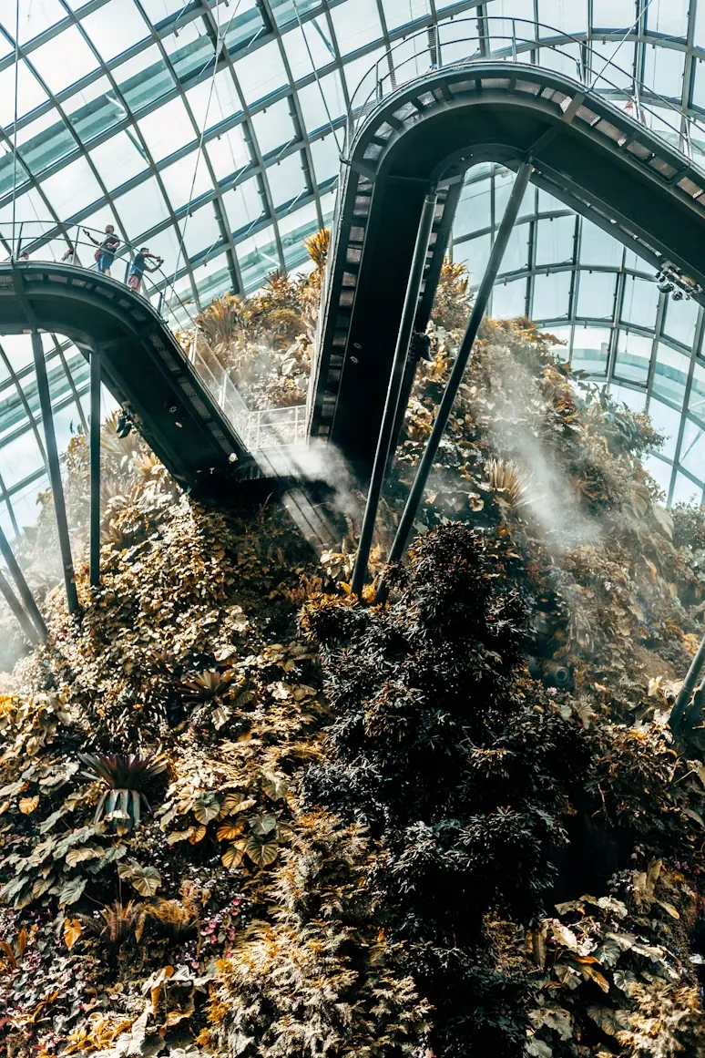 Indoor greenhouse walkway